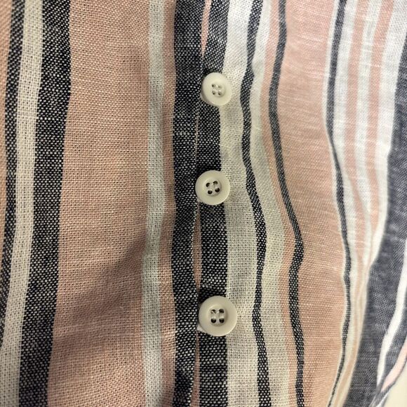 Eclectic Button Front Linen Blend Tank Women's 38 Pink Navy White Stripe NWT - Picture 4 of 12